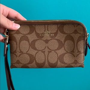 Double pocket Coach wristlet